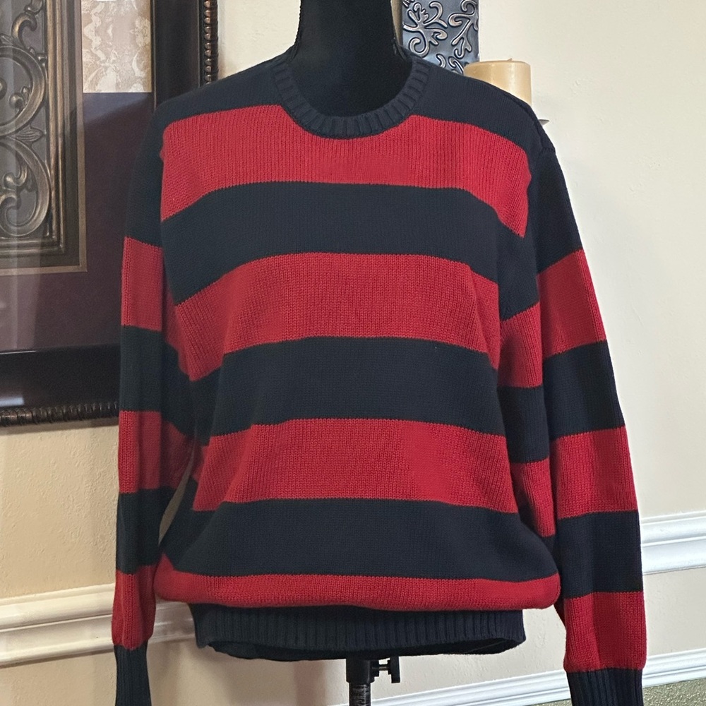J. GALT Red and Blue Striped Crewneck Sweater
